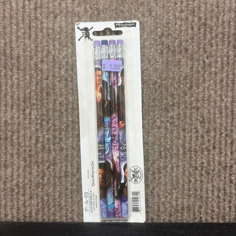 New Old Stock Pirates Of The Caribbean: At World's End Set Of 4 Pencils 2007